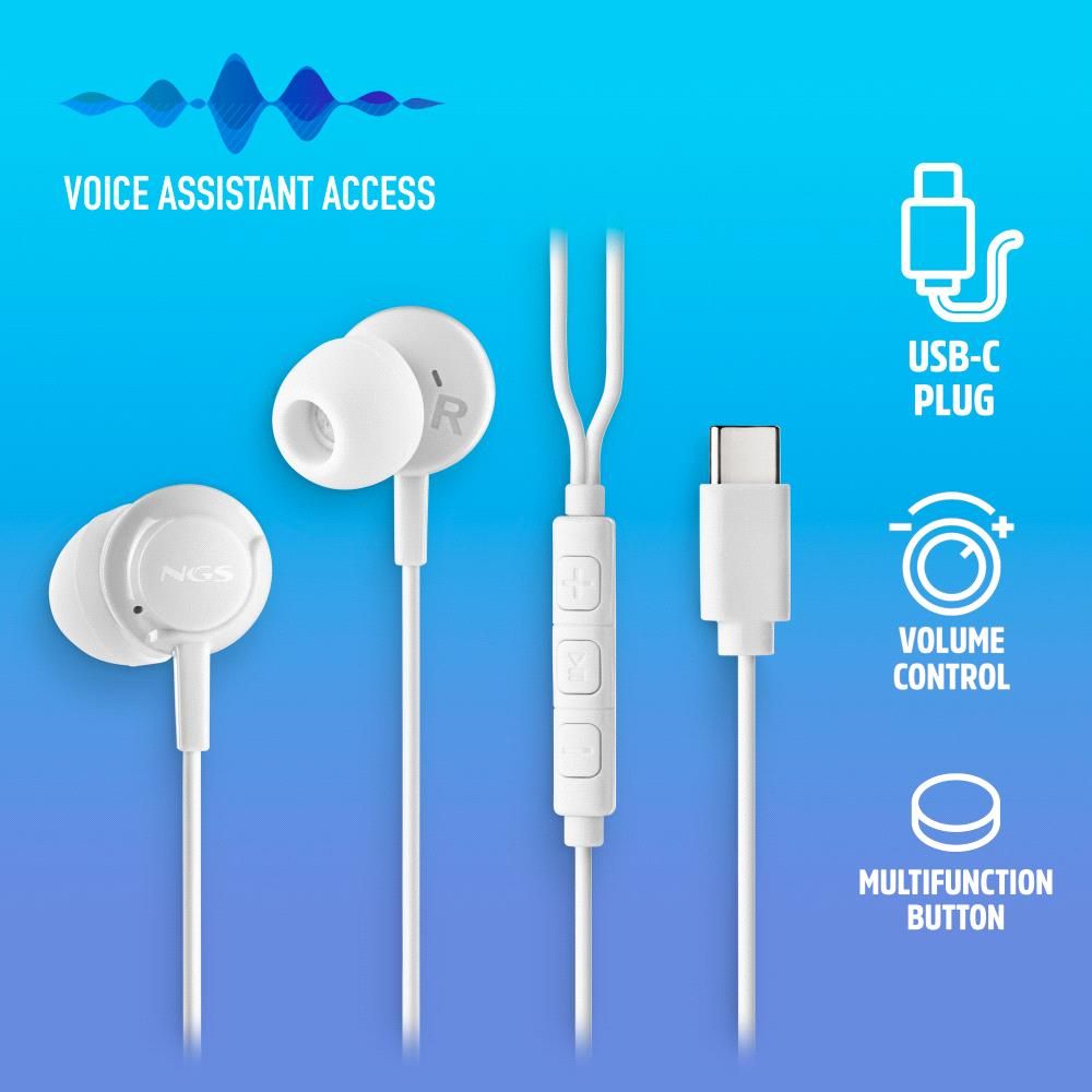 CROSSSTEPBLACK - Auriculares NGS Intraurales Usb-C Negro (CROSSSTEPBLACK)