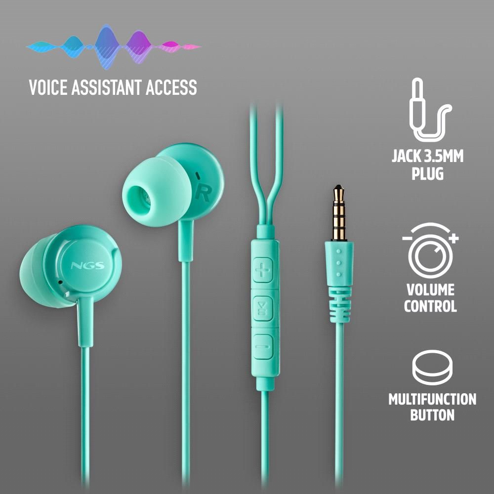 CROSSDRIFTMINT - Auriculares NGS Jack3.5mm Menta (CROSSDRIFTMINT)