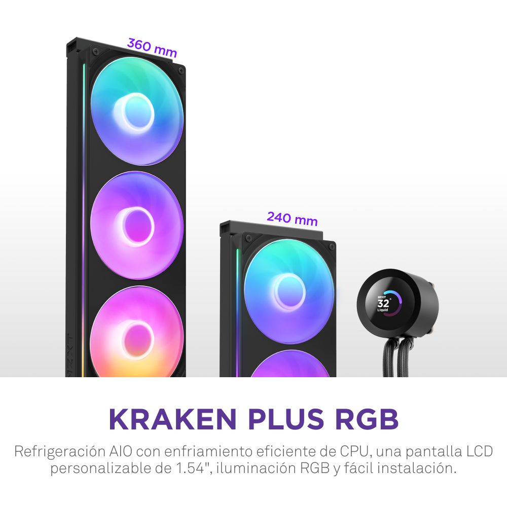 RL-KR360-B2 - Refrigeraci�n L�quida AOI NZXT Kraken Plus 360 RGB Megro (RL-KR360-B2)