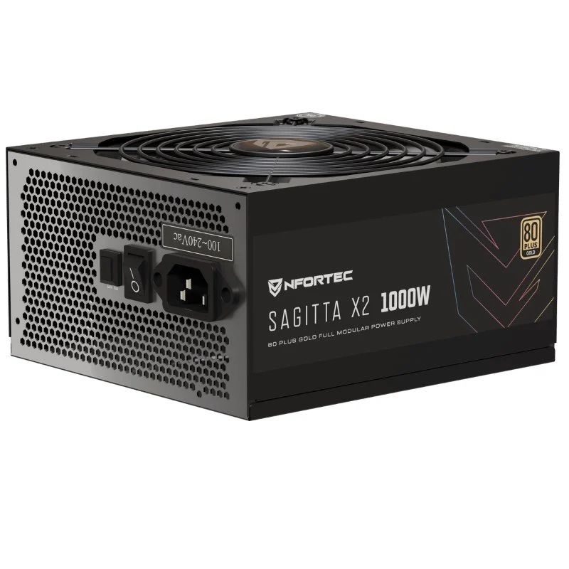 NF-PSU-SAGITTAX2-FM-1000W - Fuente Nfortec Sagitta X2 ATX 1000W 20+4 pin ATX 4xMolex 80 Plus Gold Negra (NF-PSU-SAGITTAX2-FM-1000W)