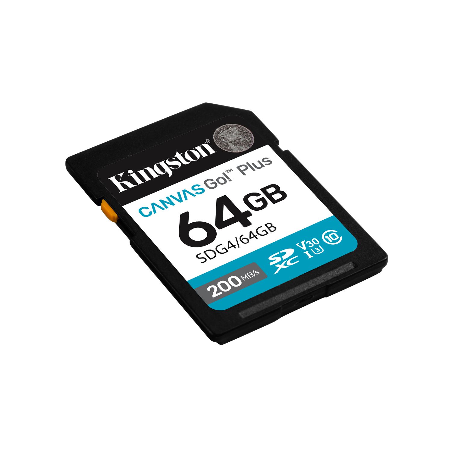 SDG4/64GB - Tarjeta Memoria Kingston SDXC Canvas Go Plus 64Gb Gen4 C10 UHS-I Class 3 (U3) V30 Lectura 200 MB/s Escritura 100 Mb/s Negro (SDG4/64GB)