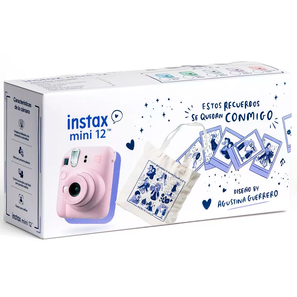 70100171933 - C�mara Fujifilm Instax mini 12 Kit Navidad Blossom Pink, incluye tote bag, pack 10 papel foto, correa, bateria AA. (70100171933)