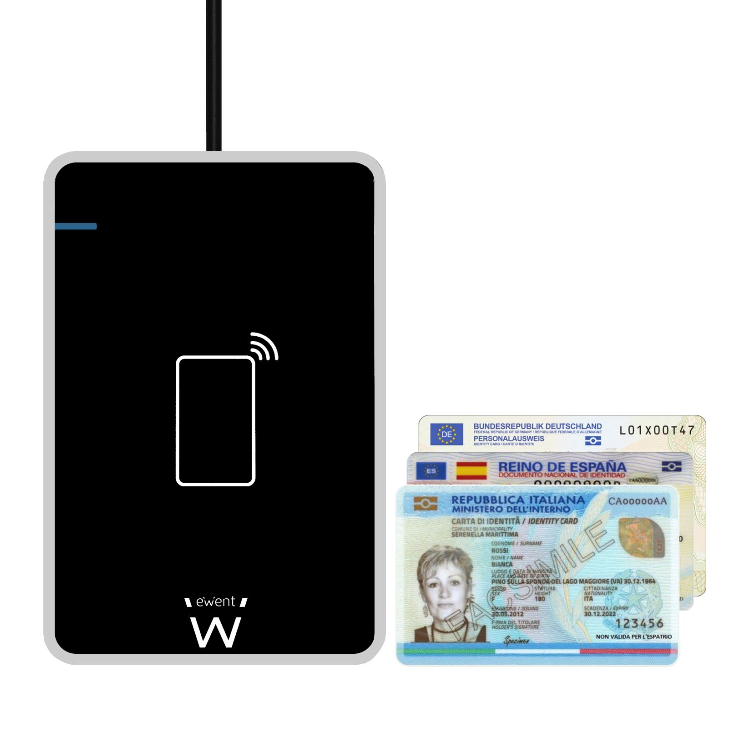 EW1053 - Lector de Tarjetas Ewent USB 2.0 Contactless 0.053Mb/s Negro (EW1053)