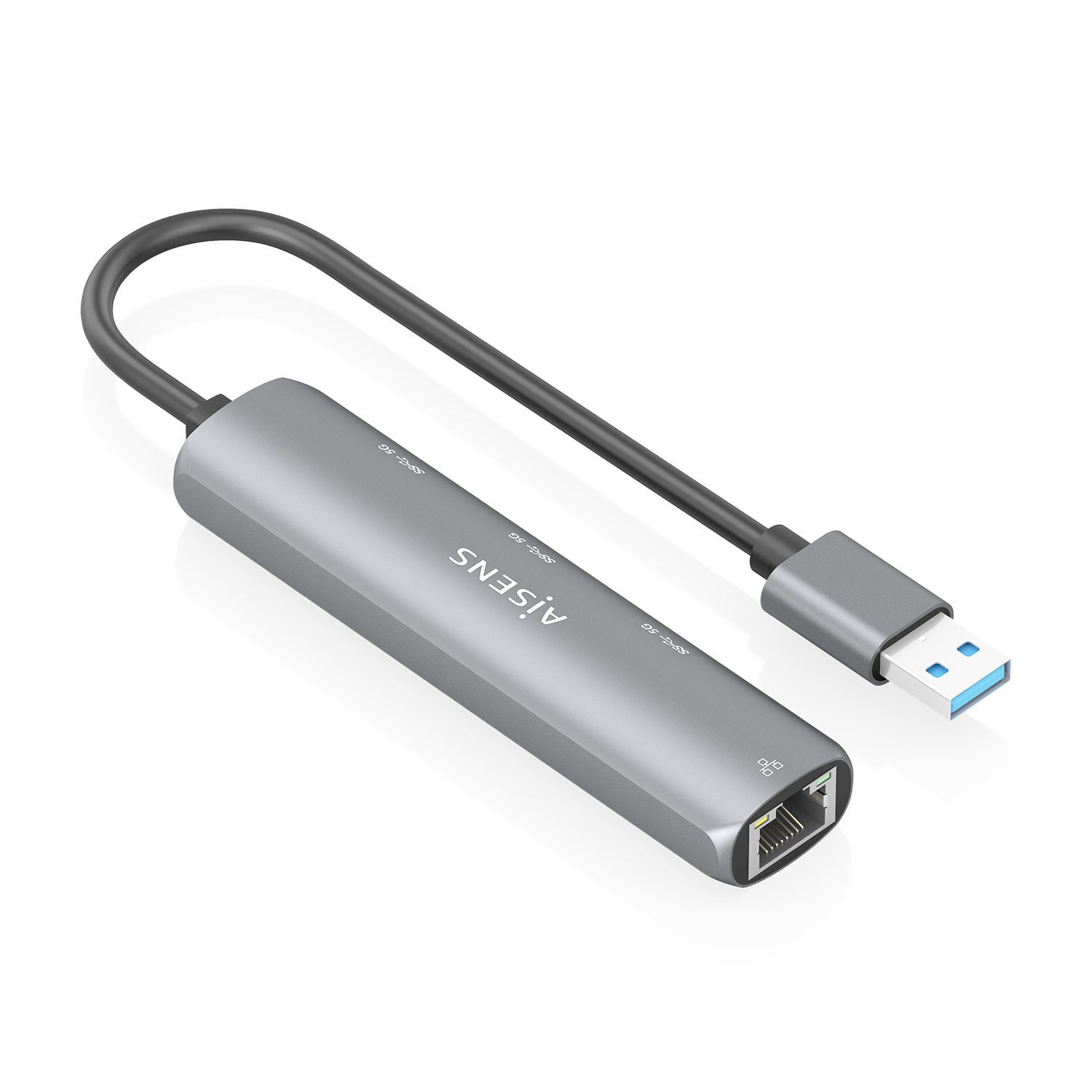 ASUC-4P034-GR - Hub AISENS USB-A 3.0 a 3xUSB-A 3.0/1xRJ45 Ethernet GbE 15cm Gris (ASUC-4P034-GR)