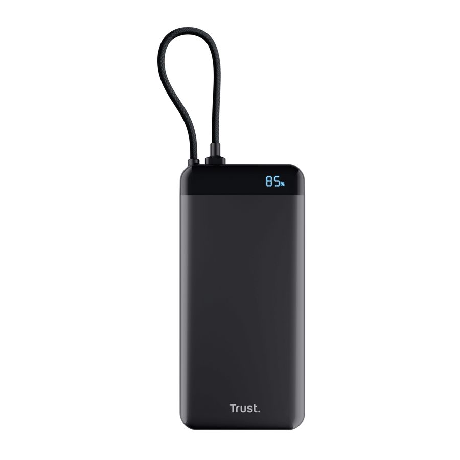 25881 - PowerBank Trust Fiera 20000mAh 20W 2xUSB-C PD 3.0/PPS con cable fijo para carga rpida Negro (25881)