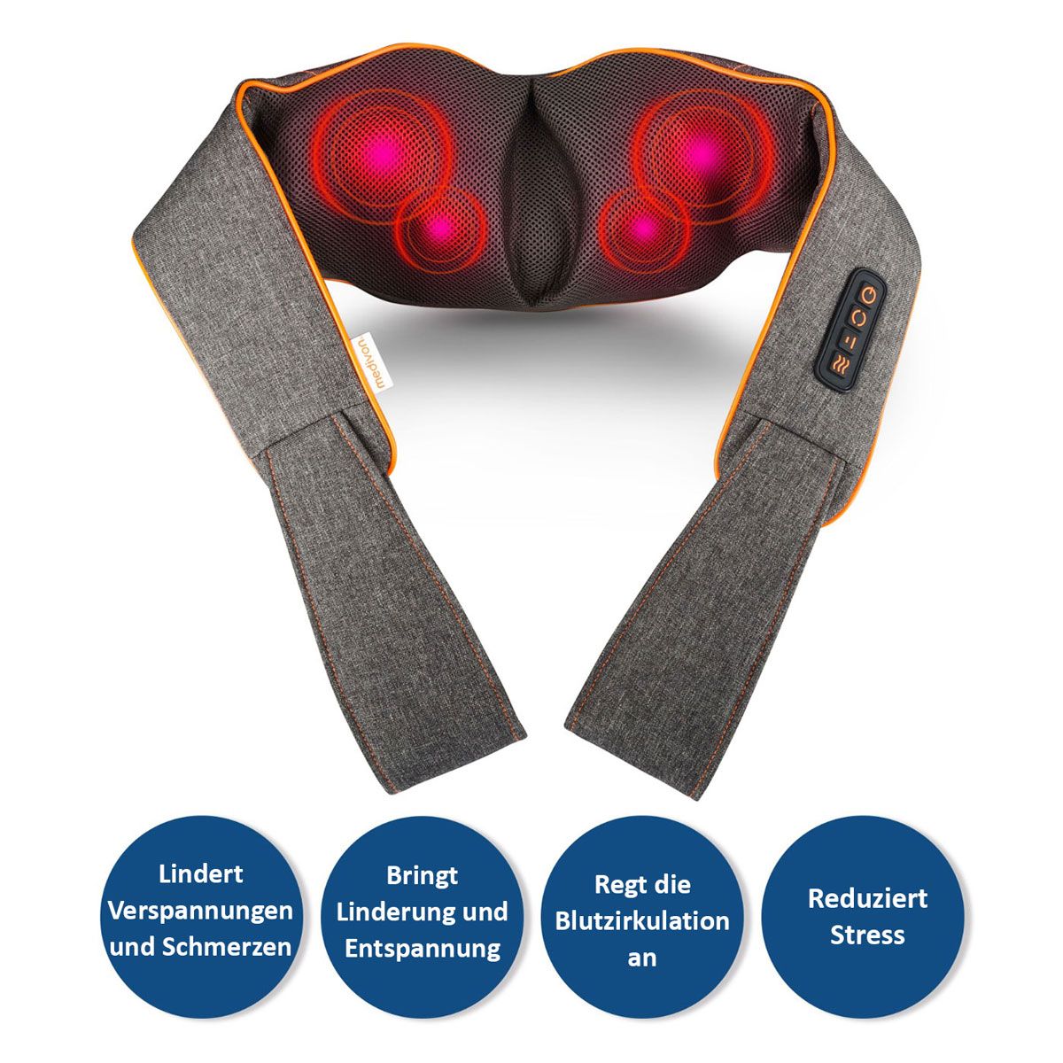 COLLAR SIMPLE - Masajedor Medivon Collar Simple para cuello,shiatsu, posibilidad de masaje en cintura, pantorrillas y muslos, 2 niveles, 8 cabezales.