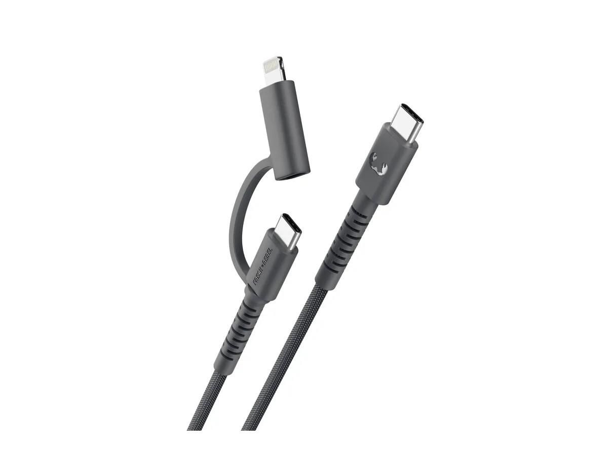 2CCL201SG - Cable Fresh N Rebel FlexWave Combo 2en1 USB-C a USB-C/Lightning 2m Gris Silicona Ultraflexible Dise�o Trenzado Duradero (2CCL201SG)