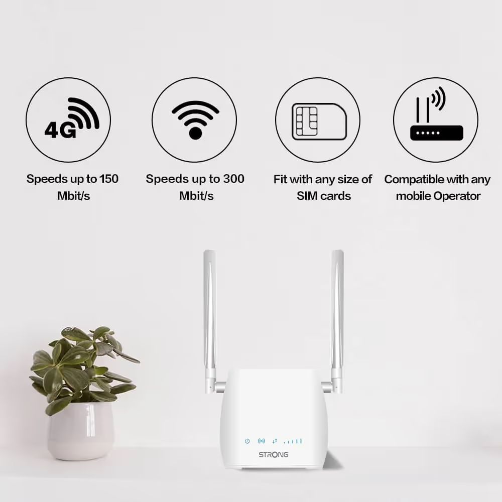 4GROUTER300M - Router Strong 300M WiFi 2.4GHz USB 1xRJ45 Ethernet 10/100 4G 4 Antenas (2 Internas/2 Externas) Blanco (4GROUTER300M)