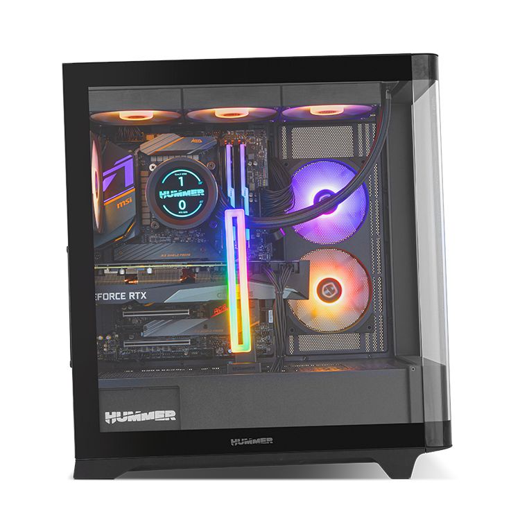 NXHUMMERETHERBK - Caja Gaming NOX Hummer Ether Panel Lateral/Frontal de Cristal Templado 2xUSB-A 3.0 1xUSB-C 3.1 ATX ITX Mini-ITX Negra (NXHUMMERETHERBK)