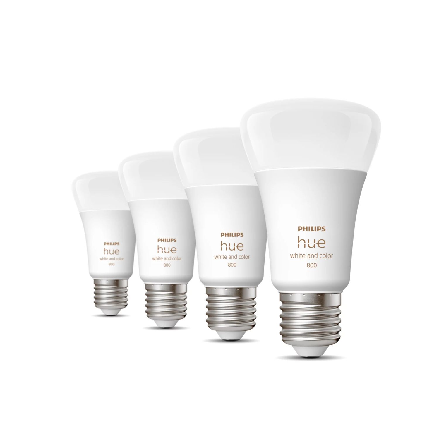 929002489604 - Bombilla Philips Hue LED Inteligente E27 806L 4Unidades. Luz Blanca y de Colores, Compatible con Alexa y Google Home. (929002489604)