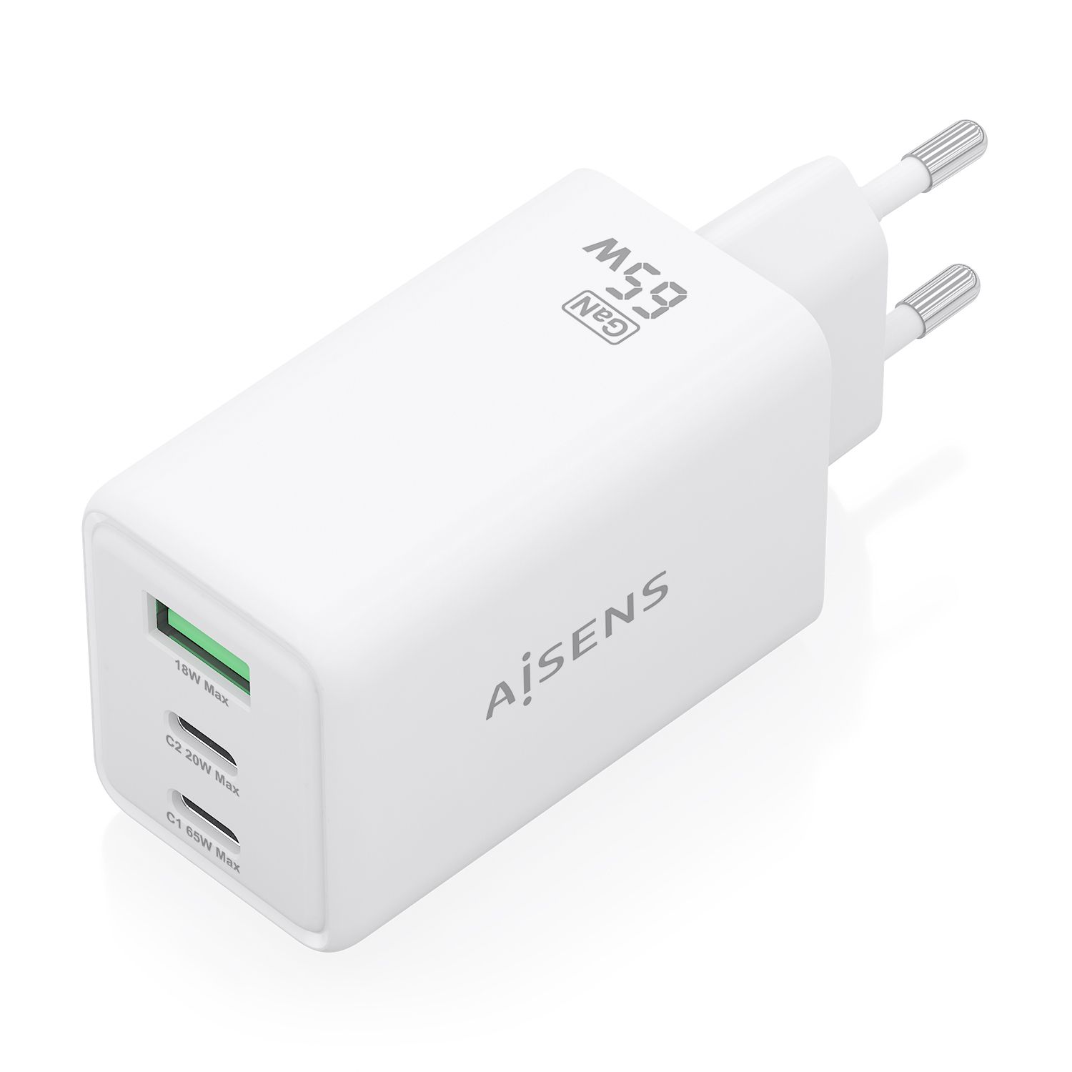 ASCH-65W3P072-W - Cargador de Pared Aisens GaN 2Usb-C 1Usb-A 65W Blanco (ASCH-65W3P072-W)