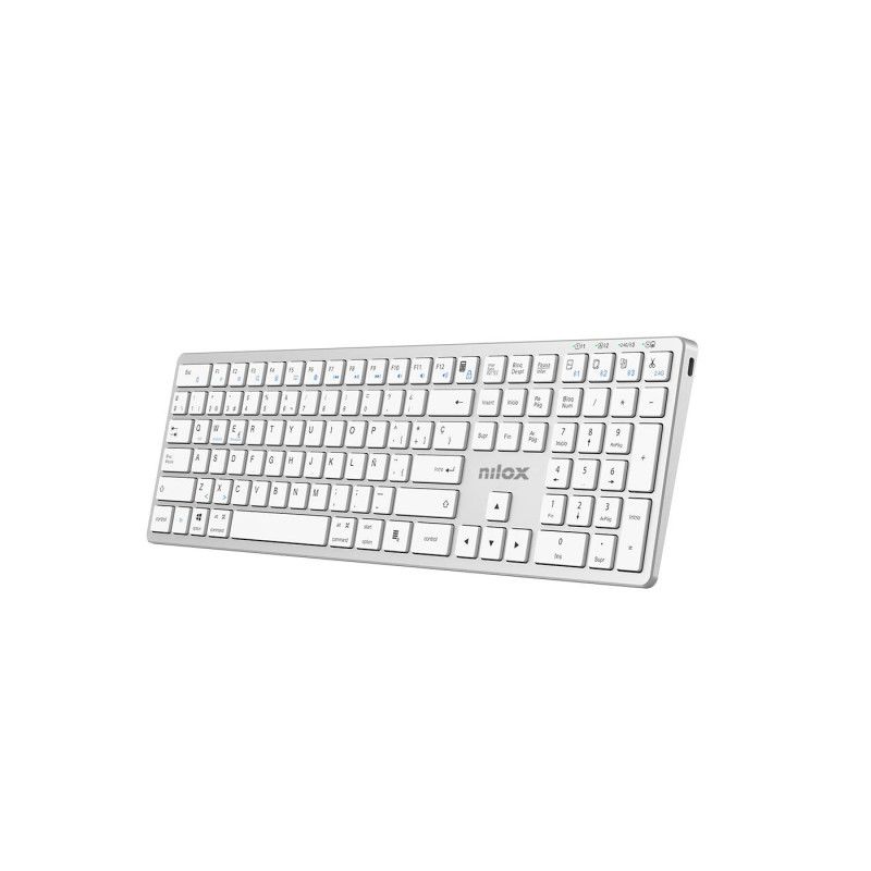 NXKBW01S - Teclado Nilox Wireless Bluetooth Blanco, 110 teclas, bater�a de litio de 250mAh y una autonom�a de hasta 75horas. (NXKBW01S)