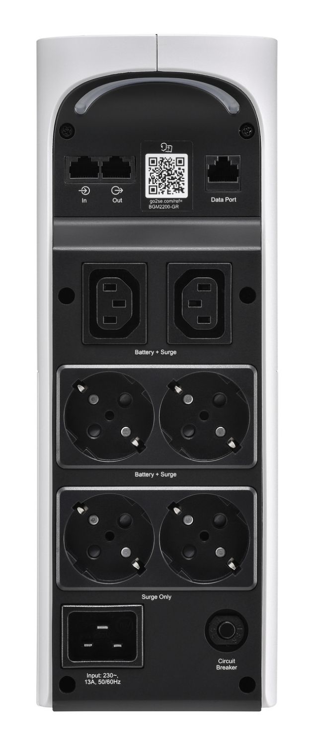 BGM2200-GR - S.A.I. APC BACK-UPS PRO Gaming L�nea Interactiva 2200VA 1320W LCD 4xSchuko 2 Tomas AC RJ45 IP20 Blanca (BGM2200-GR)