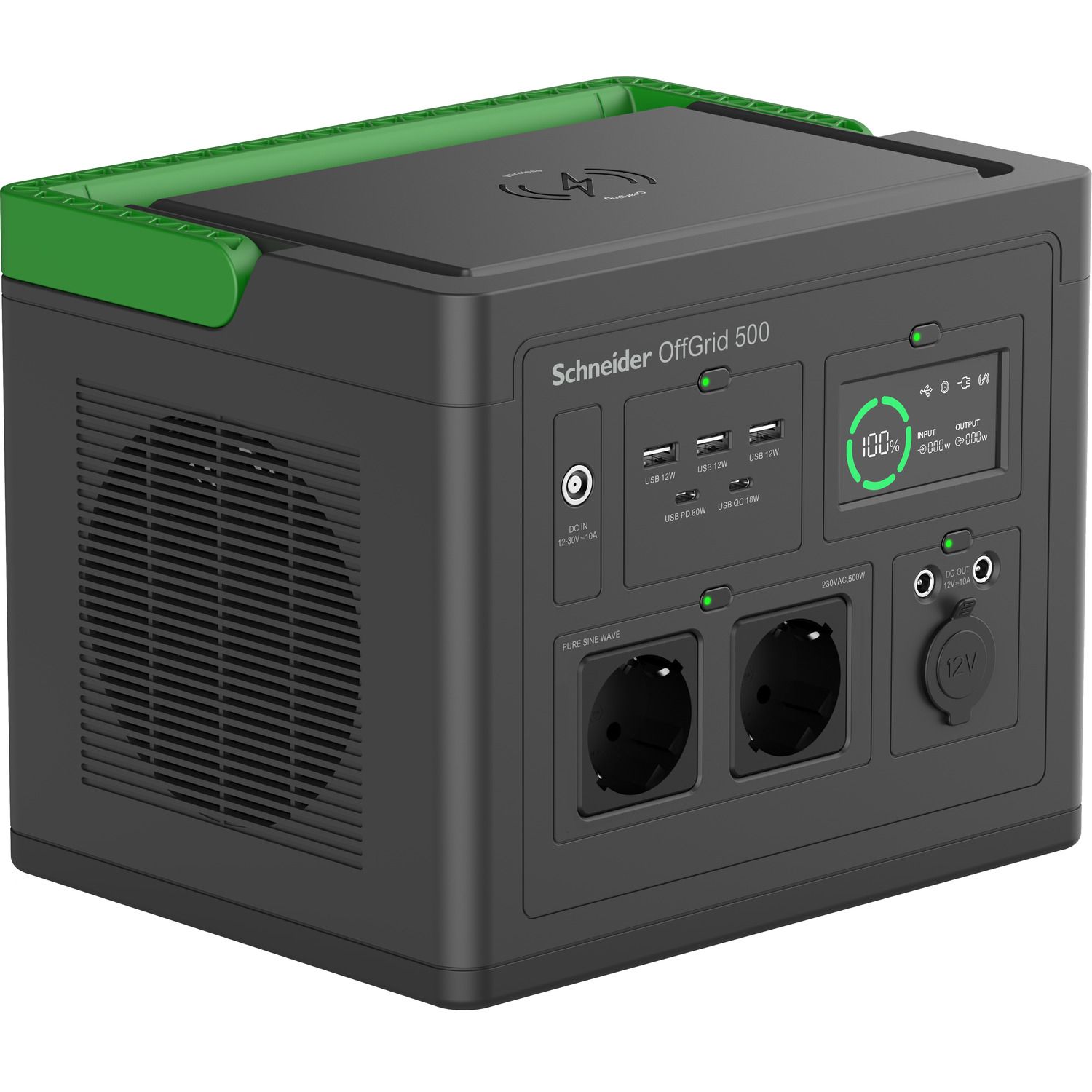 PPS500-GR - Power Station APC 500W carga por corriente/panel solar/PD. 3Usb-A, 2Usb-C PD, 2Tomas AC Schuko.(PPS500-GR)