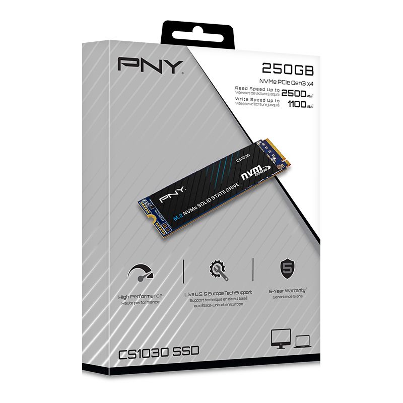 M280CS1030-250-RB - Disco SSD PNY CS1030 250Gb M.2 NVMe PCIe 3.0 3D NAND Lectura 2500 Mb/s Escritura 1100 Mb/s (M280CS1030-250-RB)