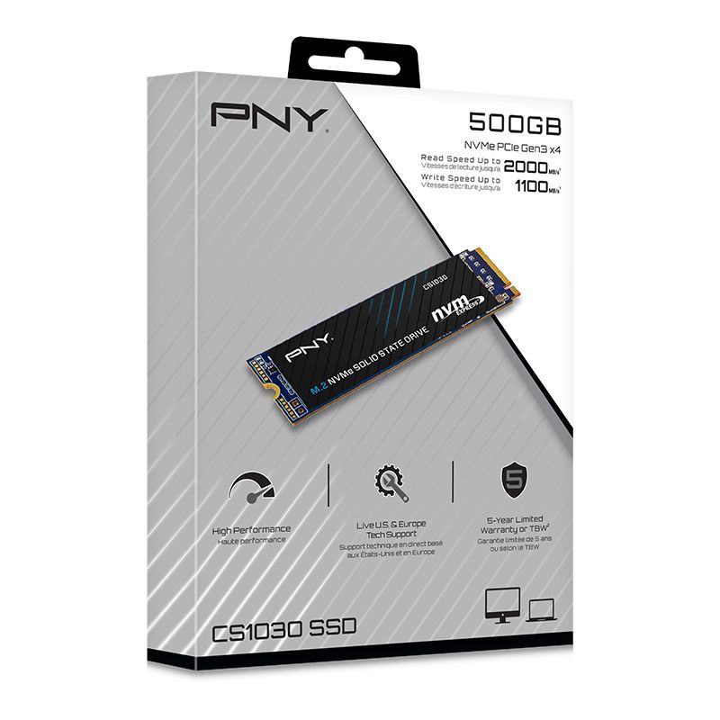 M280CS1030-500-RB - Disco SSD PNY CS1030 500Gb M.2 NVMe PCIe 3.0 3D NAND PC/Notebook (M280CS1030-500-RB)