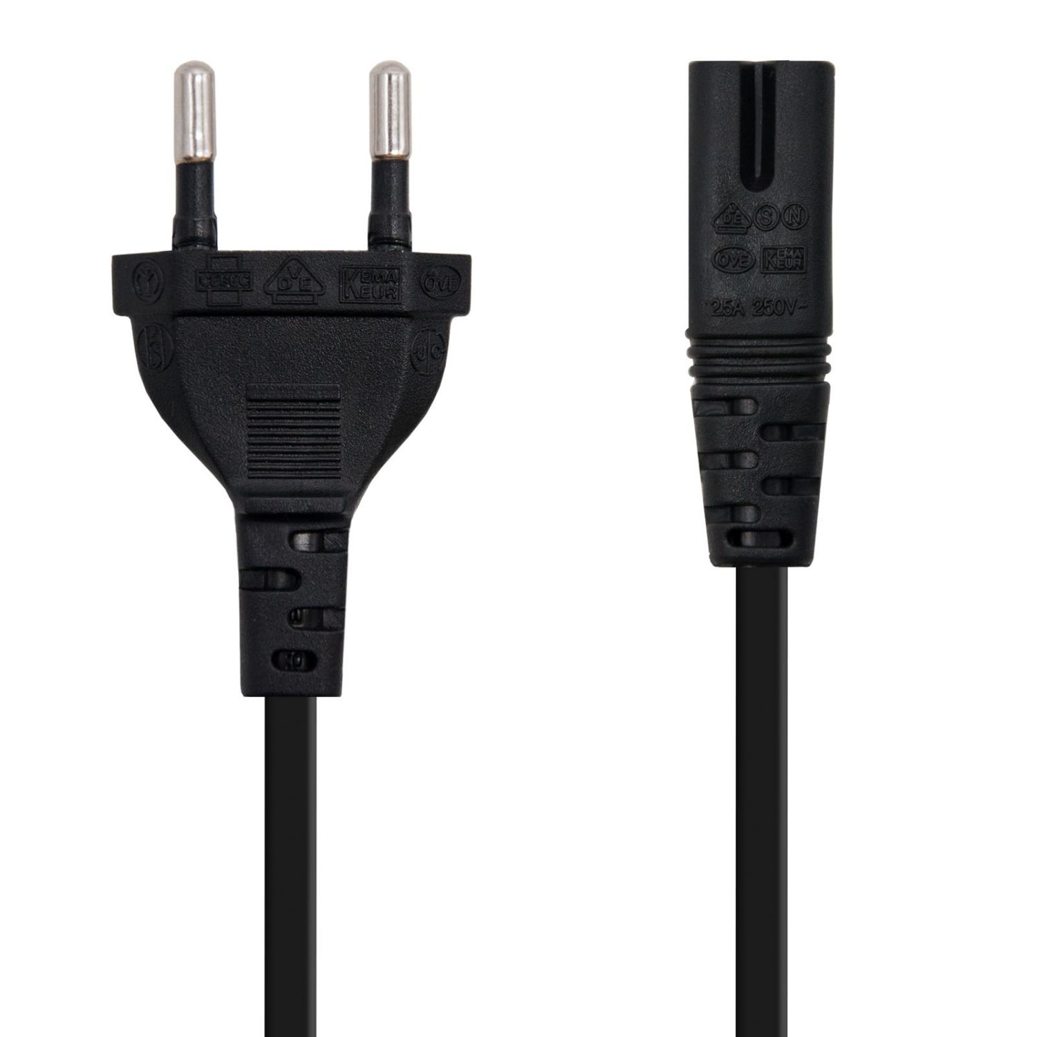 10.22.0402-L300 - Cable Alimentacion Nanocable con forma 8, CEE7/16/M ? C7/H, 3m,Negro. (10.22.0402-L300)