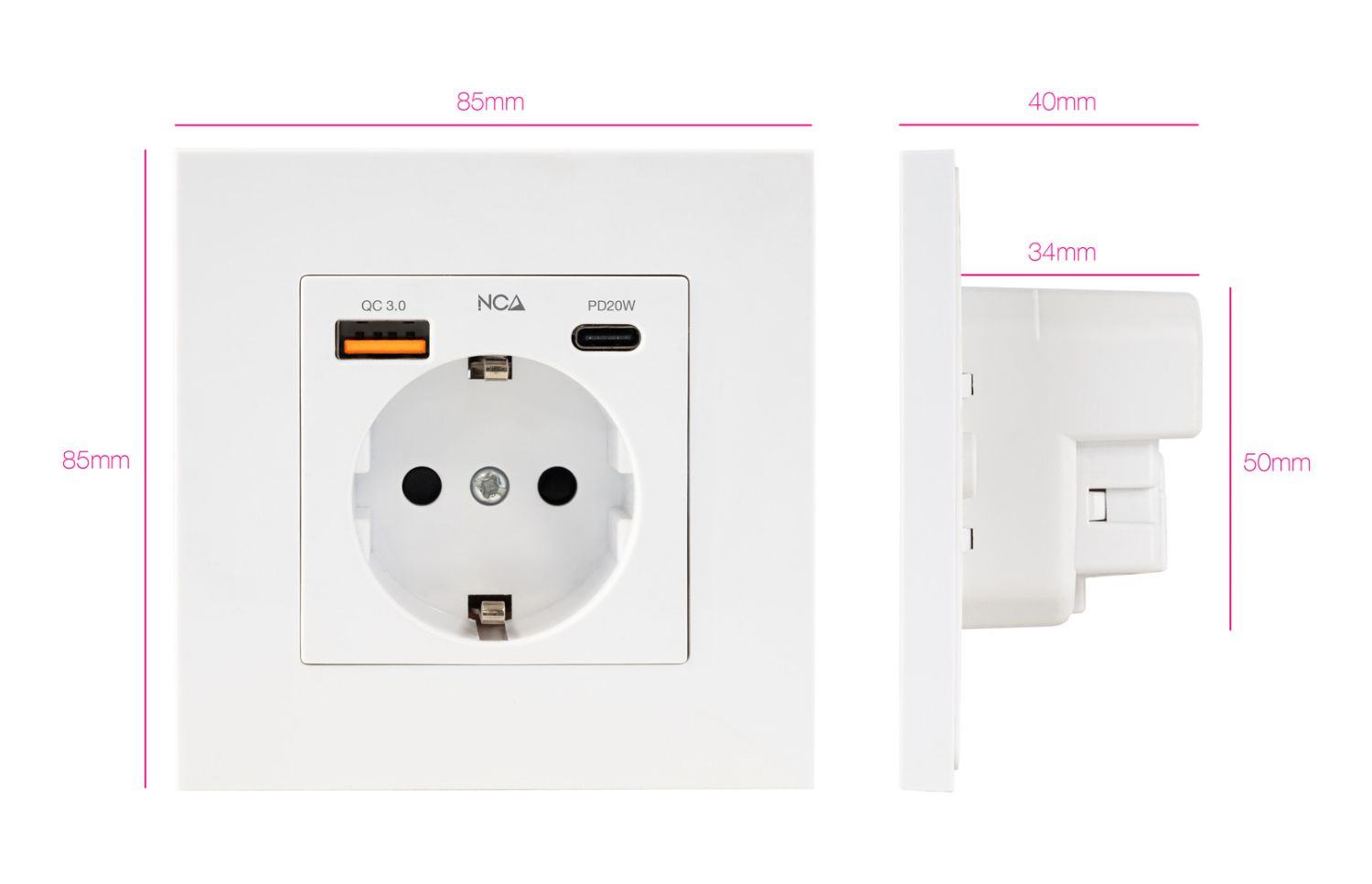 10.35.0011 - Enchufe de Pared Nanocable Schuko 1xUSB-A QC 3.0/1xUSB-C PD 20W Blanco (10.35.0011)