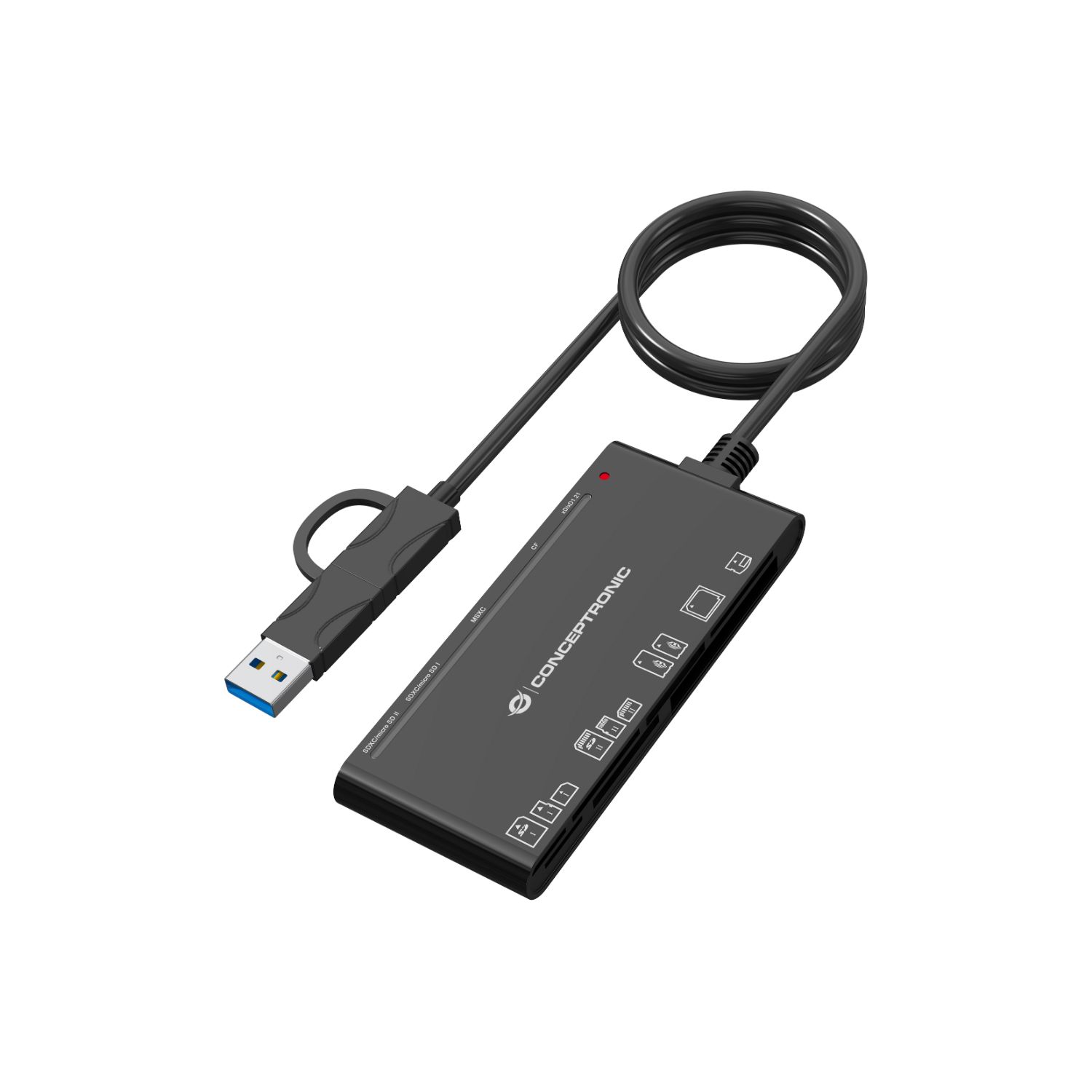 BIAN10B - Lector de Tarjetas CONCEPTRONIC 7en1 USB-A/C 3.0 a CF/MMC/mSD/mSDHC Negro (BIAN10B)