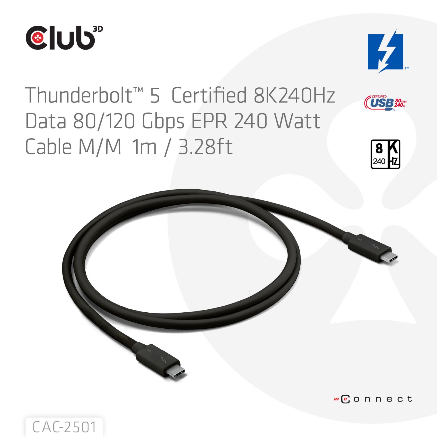 CAC-2501 - Cable Club 3D Usb-C M/M Thunderbolt 8K240Hz 1m (CAC-2501)