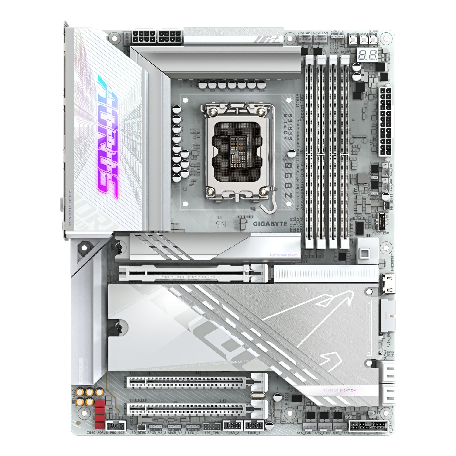 Z890 AORUS PRO ICE - Placa base GIGABYTE Z890 AORUS PRO ICE G10: (1851) DDR5 M.2 SATA3 PCIe USB DP HDMI RJ45 ATX 7.1 WiFI 7 Bluetoth 5.4 Ethernet 5GbE