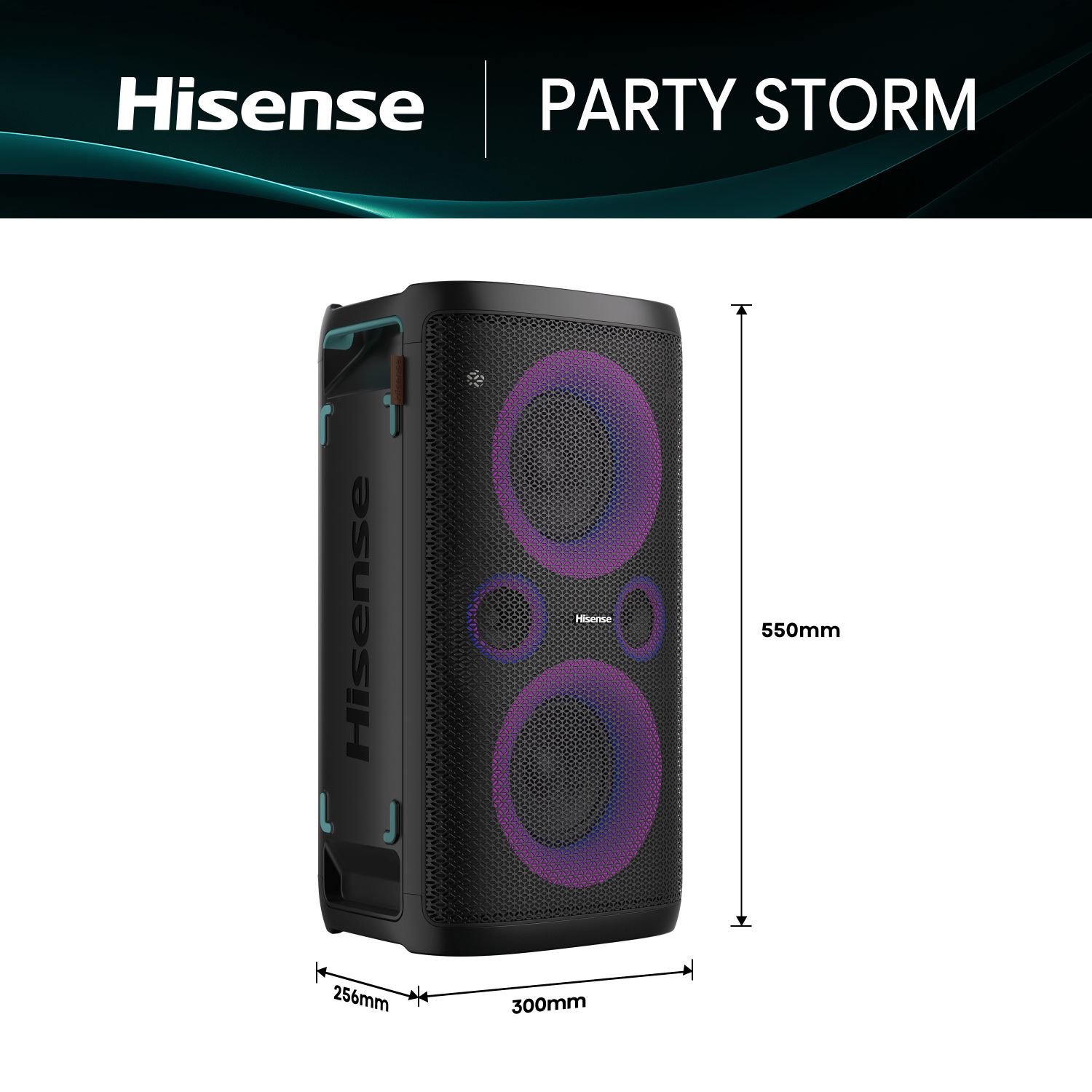 PARTY STORM - Altavoz Hisense LED 300W USB 2.0 Bluetooth 5.0 Negro (PARTY STORM)