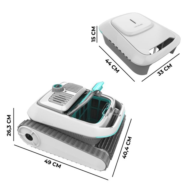 A01_EU01_113259 - Robot limpiapiscinas Cecotec Conga Pooldroid 10000 TotalClean AquaSkater, para fondos, paredes, l�nea de flotaci�n y superficie. 150 minutos de autonom�a. Filtro de alta eficiencia de 180 �m. Capacidad de 4 L. Boya para la limpieza. (A01_EU01_113259)