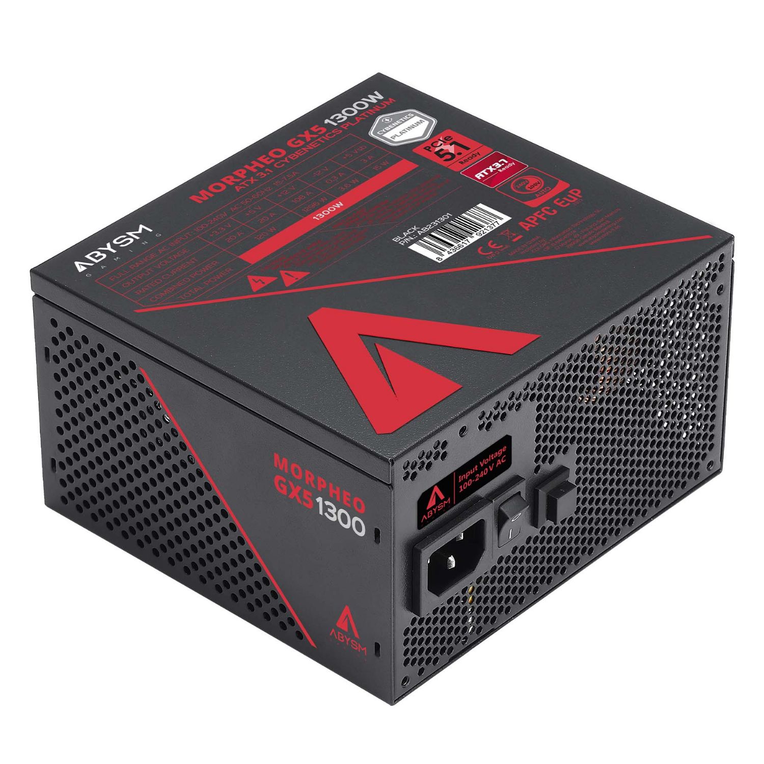 AB231301 - Fuente Abysm Morpheo GX5 ATX 1300W 12cm Full Modular 20+4 pin ATX 4xMolex 12xSATA Cybenetics Platinum Negra (AB231301)