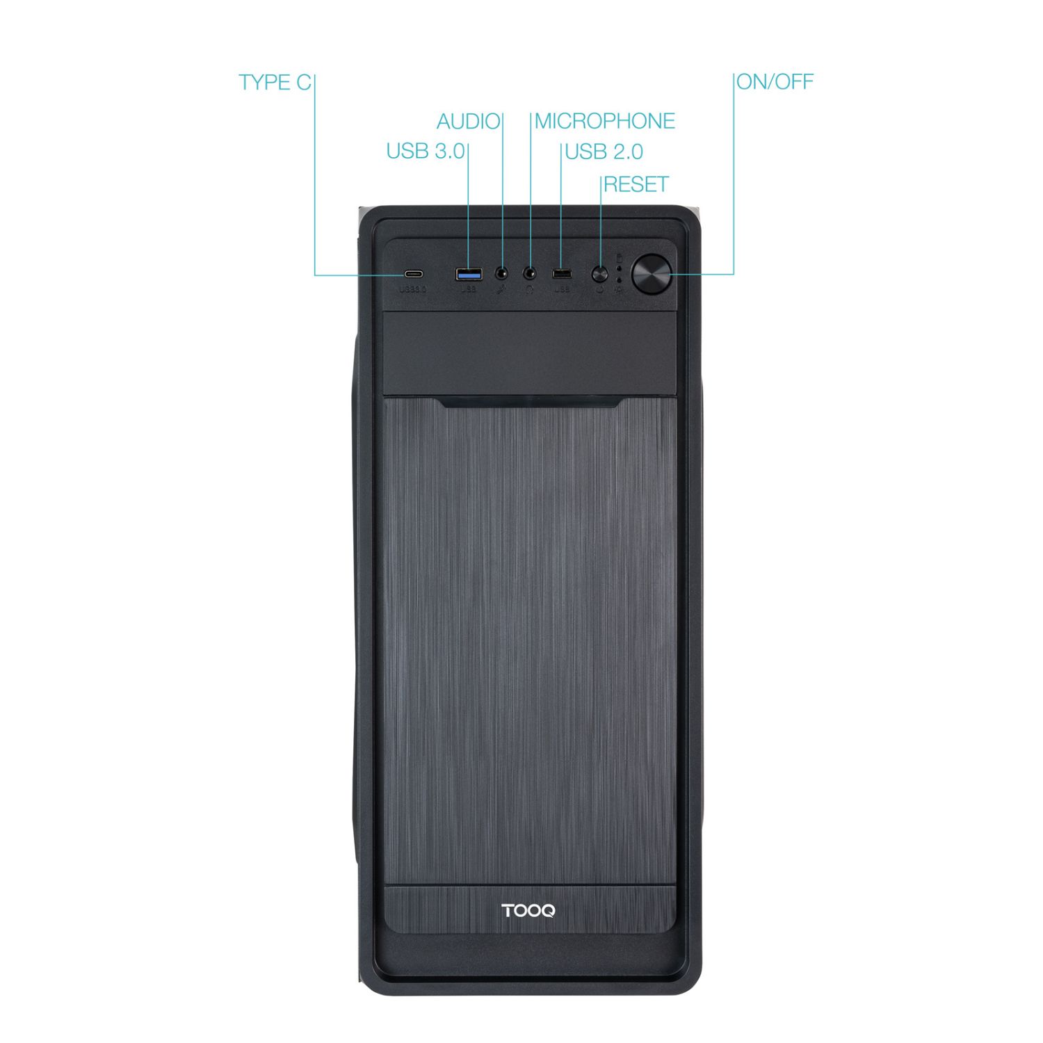 TQC-5701-SP - Caja TooQ Prisma Ultra 500W 1xUSB 2.0 1xUSB-A 3.0 1xUSB-C 3.1 ATX mATX Mini-ITX Negra (TQC-5701-SP)