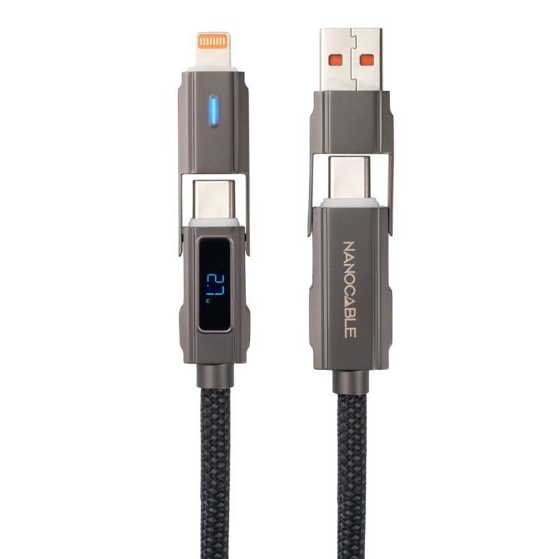 10.01.2501 - Cable Nanocable USB-C+USB-A/M a Lightning+USB-C/M 1m Negro (10.01.2501)