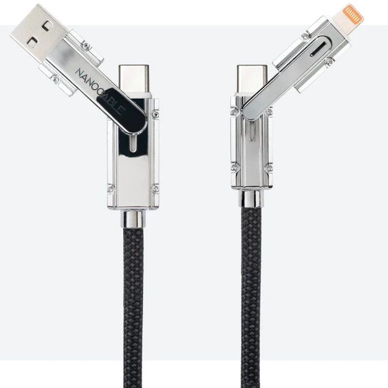 10.01.2601 - Cable Nanocable USB-C+USB-A/M a Lightning+USB-C/M 1m Negro/Gris (10.01.2601)