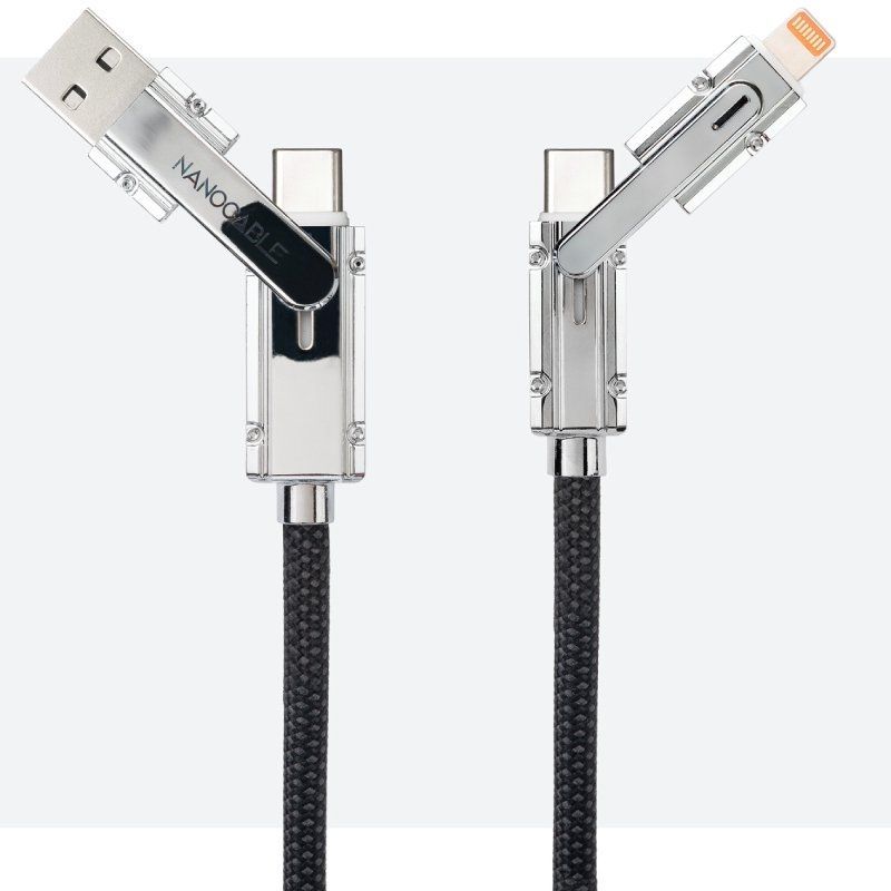 10.01.2602 - Cable Nanocable USB-C+USB-A/M a Lightning+USB-C/M 2m Negro/Gris (10.01.2602)