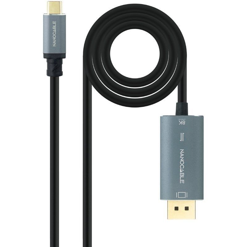 10.15.5022 - Conversor Nanocable USB-C/M a DP/M 8K 2m Negro (10.15.5022)