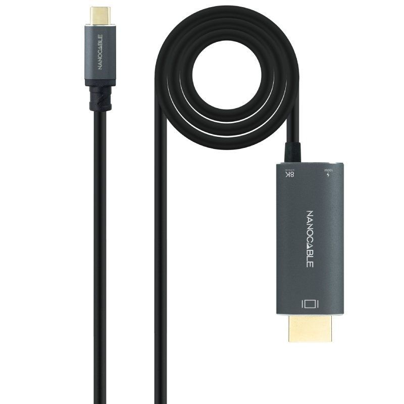 10.15.5182 - Conversor Nanocable Usb-C a HDMI V2.1 8K 60Hz + Usb-C PD 100W (10.15.5182)