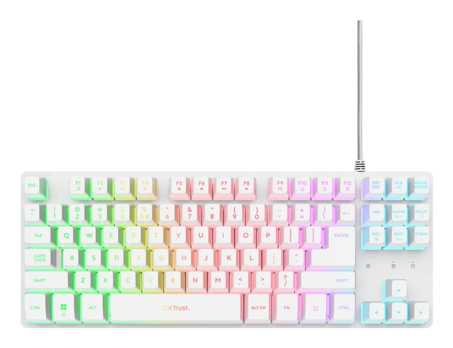 25896 - Teclado Gaming Trust GXT 833W Thado TKL QWERTY 87 Teclas RGB USB-A Cable 1.5m Blanco (25896)