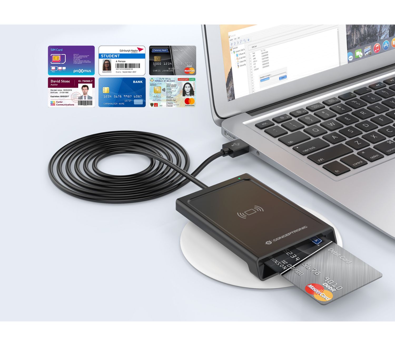 BIAN11B - Lector de Tarjetas CONCEPTRONIC NFC USB 2.0 Negro (BIAN11B)