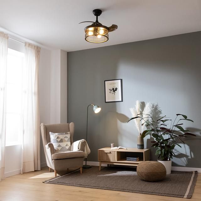 08626 - Ventilador de Techo Cecotec EnergySilence Aero 3600 Invisible Metalic Style, motor DC , con una potencia de 25W y l�mpara integrada , con 3 aspas retr�ctiles , 36 pulgadas , control remoto, 3 velocidades, temporizador y modo winter/summer. (08626)