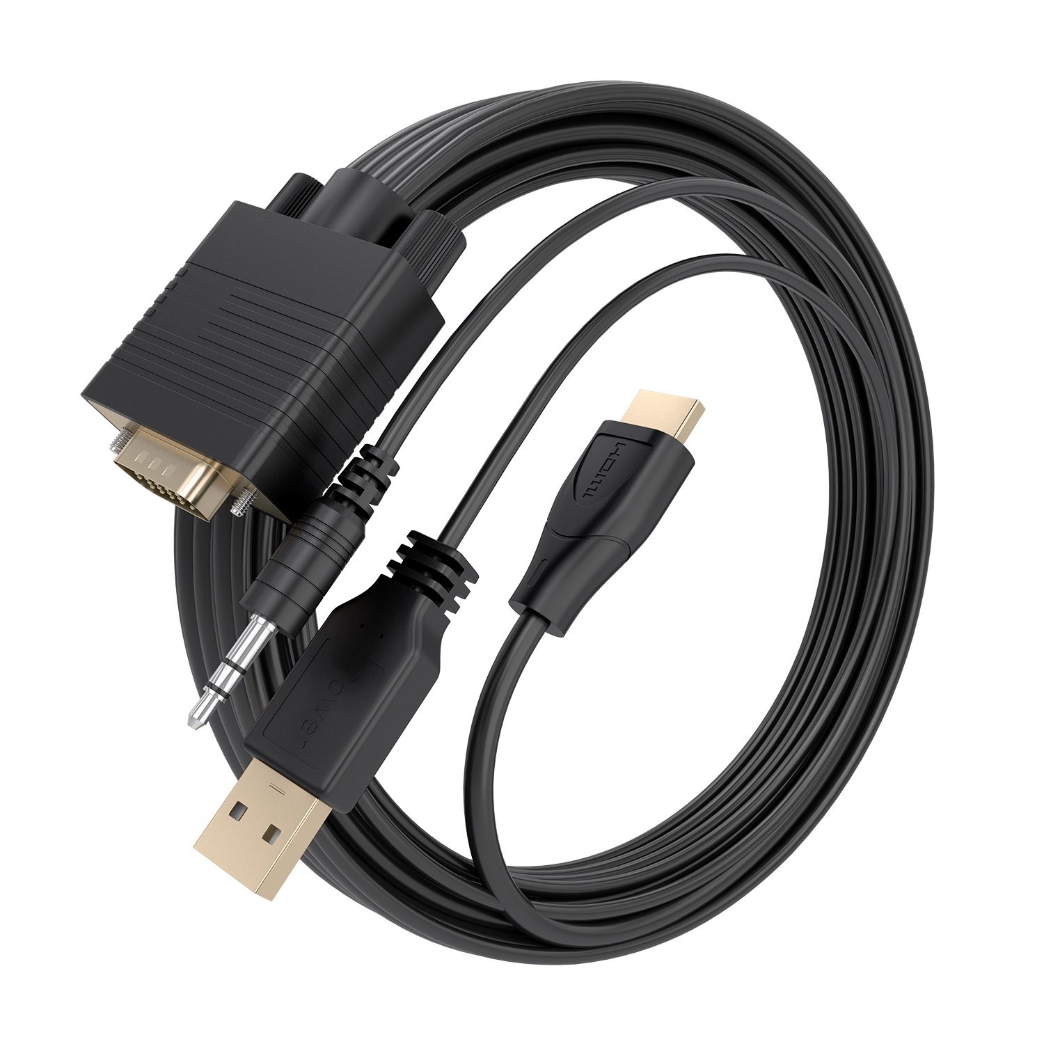 A115-1009 - Conversor AISENS VGA+USB-A+3.5mm/M a HDMI A/M 2m Negro (A115-1009)