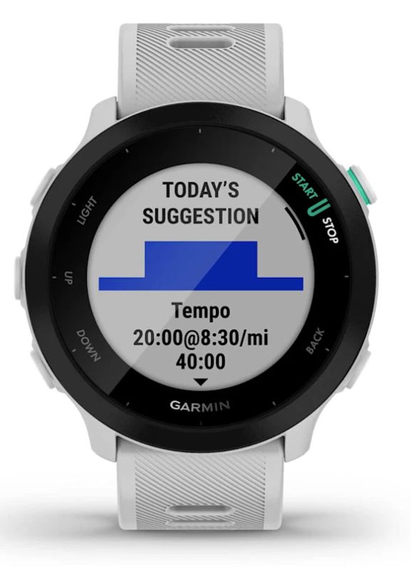 010-02562-15 - Smartwatch Garmin Forerunner 55 Digital T�ctil Color MIP 1.04? 42mm Multideporte Bluetooth GPS ANT+ Cuerpo Blanco Correa Silicona Blanca (010-02562-15)
