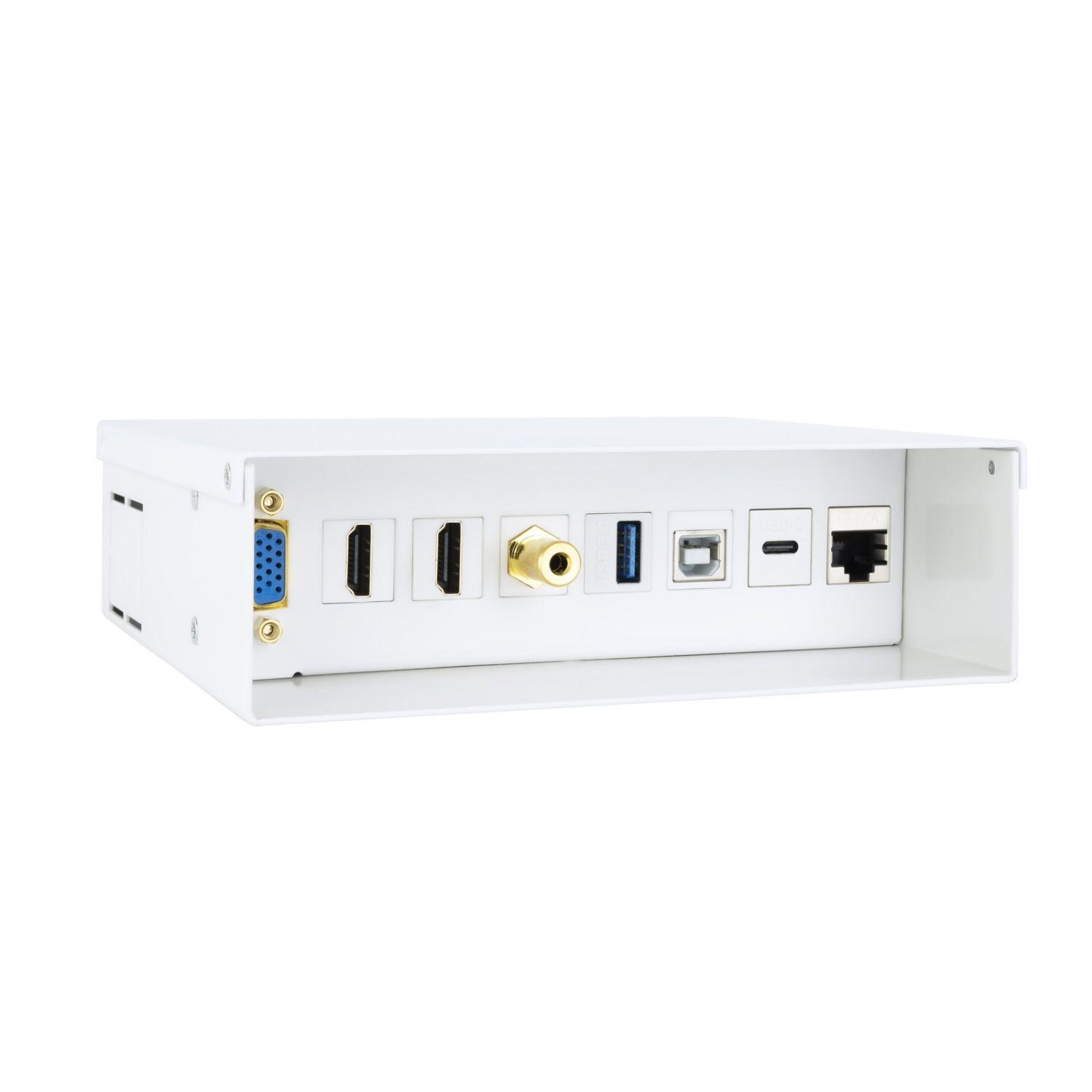 10.35.0004 - Caja de Conexiones Nanocable VGA/ 2HDMI/ Jack3.5mm / 1Usb-C 10G/ 1usb-B2.0/ 1Usb-A3.0/ 1RJ45 Cat.6A STP, Blanco. (10.35.0004)