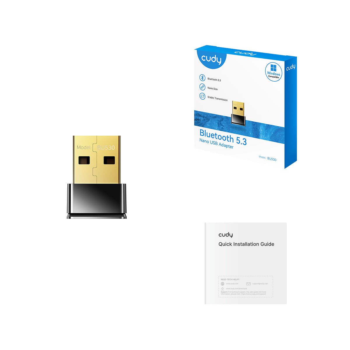 BU530 - Adaptador Cudy Nano USB-A Buetooth 5.3 Negro (BU530)
