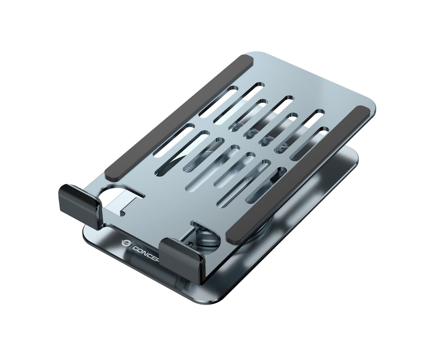 THANA08G - Soporte CONCEPTRONIC para Smartphone Giratorio Y Plegable, Base Rotacion 360� Altura Ajustable,Plata(THANA08G)