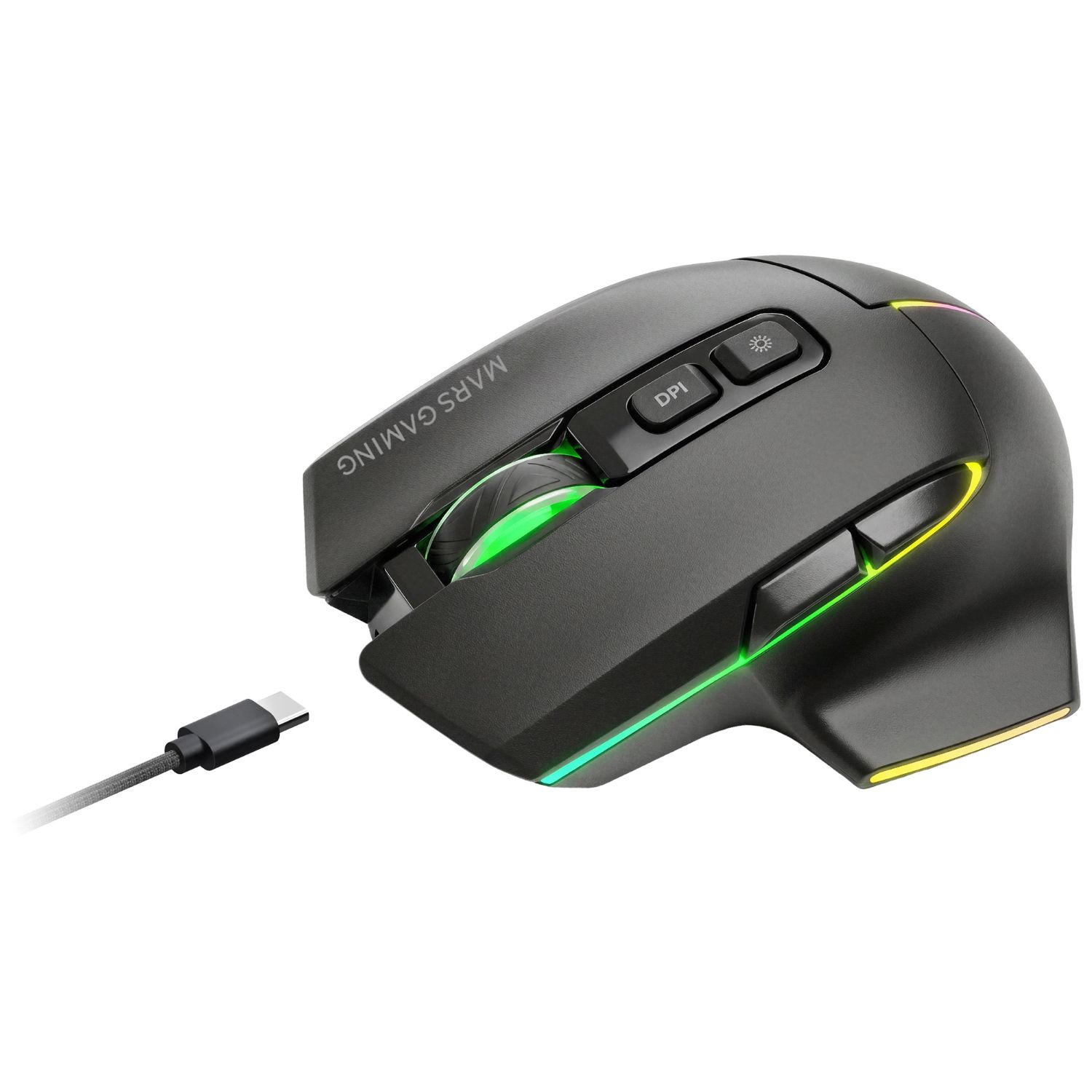 MMWVECTOR - Rat�n Mars Gaming �ptico Diestro RGB Chroma RF Wireless/Bluetooth 5.4/USB-A 12000dpi 7 Botones Cable 1.5m Negro (MMWVECTOR)