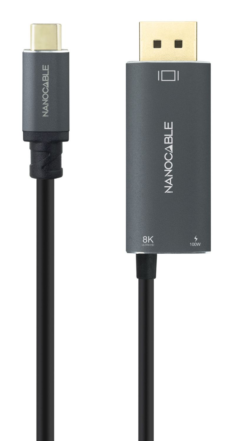 10.15.5012 - Conversor Nanocable Usb-C/M a Conversor Nanocable USB-C/M a DP 1.4/M+USB-C/H 1.8m Negro (10.15.5012)