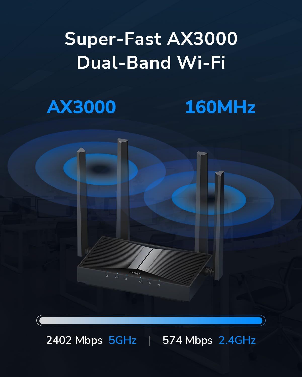 AP3000D - Punto de Acceso CUDY 1xRJ45 WiFi 6 Dual Band Ethernet LAN GbE 4 Antenas Externas 5 dBI Negro (AP3000D)