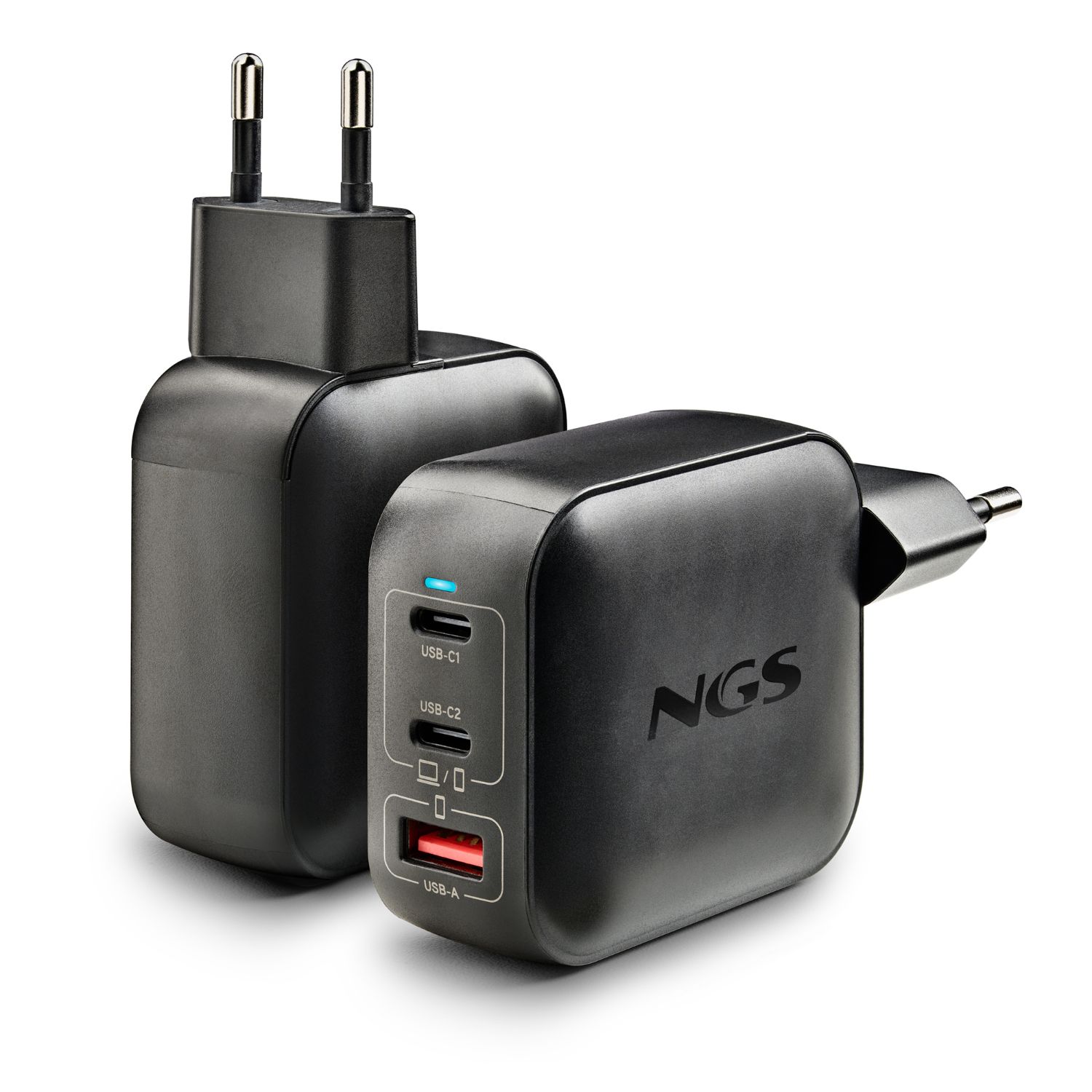 BUD100WTINY - Cargador de Pared NGS 100W QC 3.0 PD 3.0 2xUSB-C 1xUSB-A Negro (BUD100WTINY)