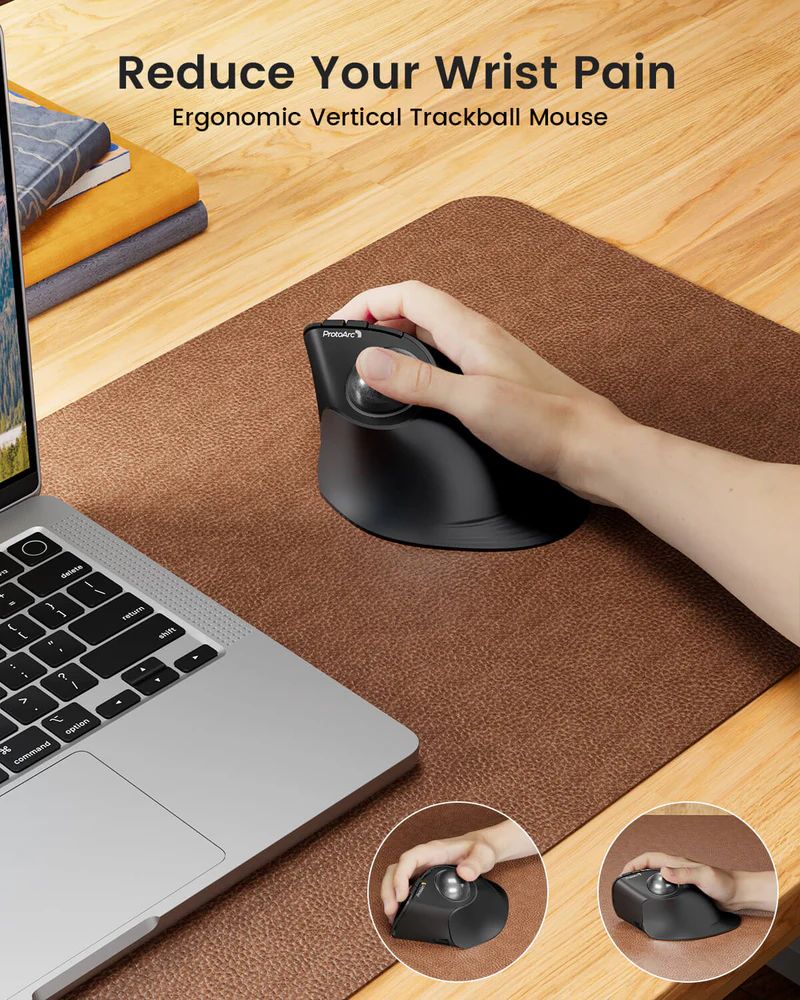 CP015520 - Rat�n Vertical Ergon�mico ProtoArc EM05 NL Trackball Wireless Gris (CP015520)