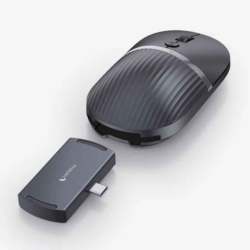 CP013076 - Rat�n ProtoArc HubMouse Inal�mbrico Bluetooth 2.4GHz USB Recargable Conexi�n Multidispositivo 3en1 Negro Metalizado (CP013076)