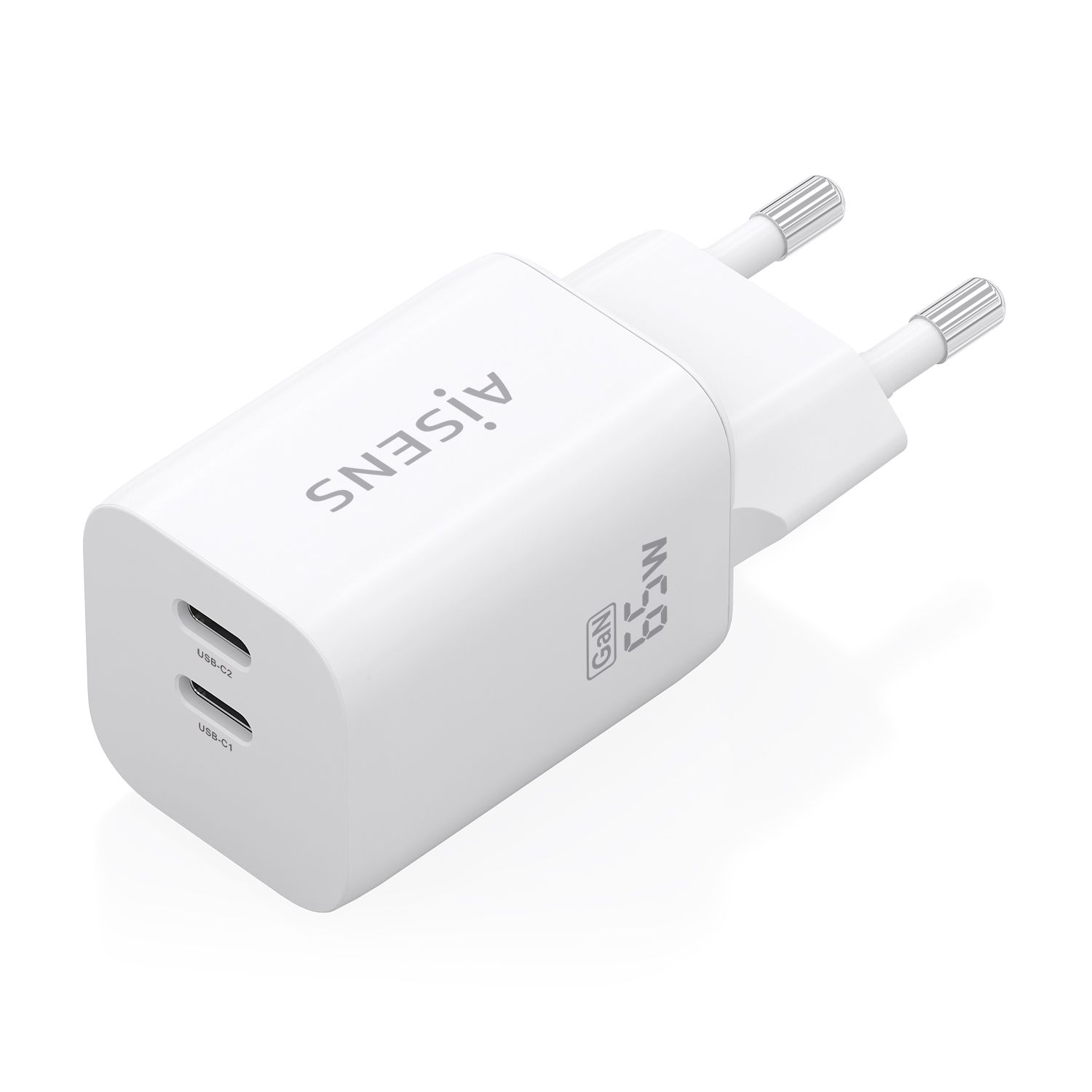 A110-1029 - Cargador de Pared AISENS GaN 65W PD 3.0 QC 3.0 2xUSB-C Blanco (A110-1029)