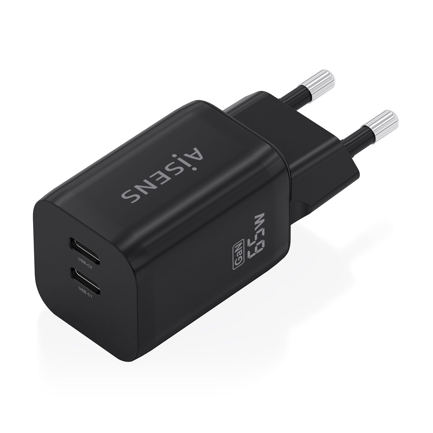 A110-1030 - Cargador de Pared AISENS GaN 65W PD 3.0 QC 3.0 2xUSB-C Negro (A110-1030)